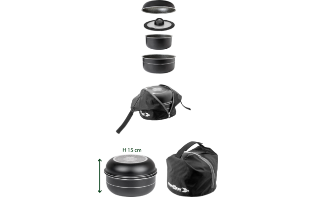 Brunner Pirate Spacemaster Ø 22 cooking set 5-piece with 2 pots and 1 pan