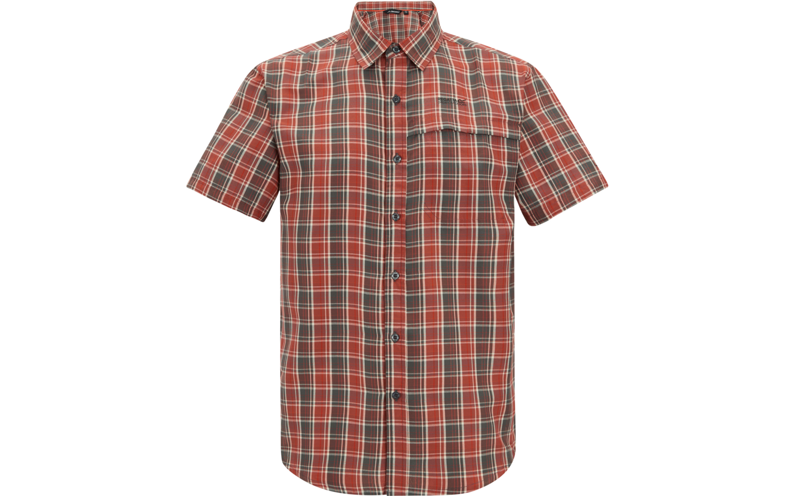 Kurzärmeliges, kariertes Hemd mit Knopfleiste und Brusttasche