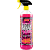 Sprühflasche mit pinkfarbener Flüssigkeit und gelber Sprühkopf