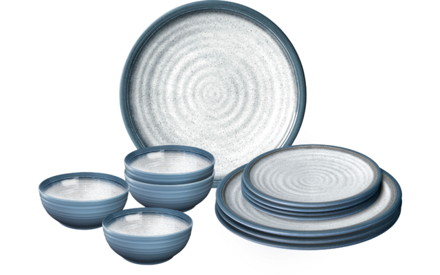 Produktbild Brunner Midday Geschirrset Melamin Mineral 12-teilig Porzellan-Touch Antirutsch BPA-frei 1