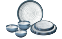 Produktbild Brunner Midday Geschirrset Melamin Mineral 12-teilig Porzellan-Touch Antirutsch BPA-frei