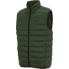 Veste sans manches matelassée verte avec fermeture éclair noire sur toute la longueur et col montant