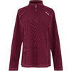 Rotes Langarm-Fleece-Shirt mit halbem Reißverschluss und Stehkragen