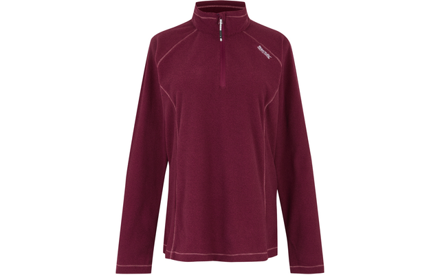 Rotes Langarm-Fleece-Shirt mit halbem Reißverschluss und Stehkragen