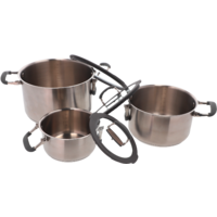 Berger Silvera roestvrijstalen pannenset 6 stuks met bijpassende glazen deksels