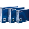 Drei blaue Produktverpackungen mit Markenlogo "Avtex", gestaffelt auf weißem Hintergrund; auf jeder Vorderseite ein kleines Produktbild