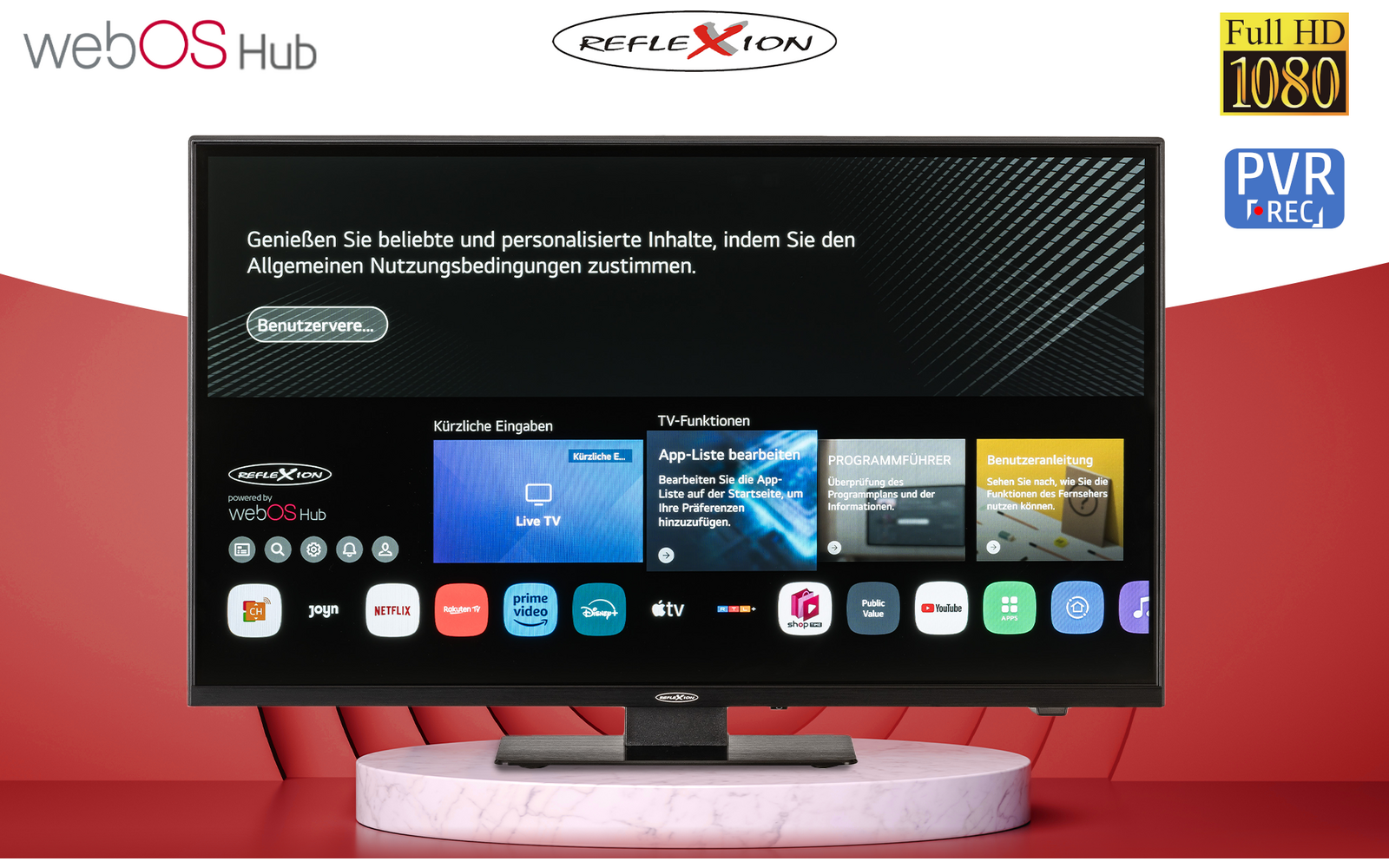 Produktbild Reflexion LED-Smart TV Fernseher mit DVD-Player Full HD 12V / 24V / 240V schwarz 1