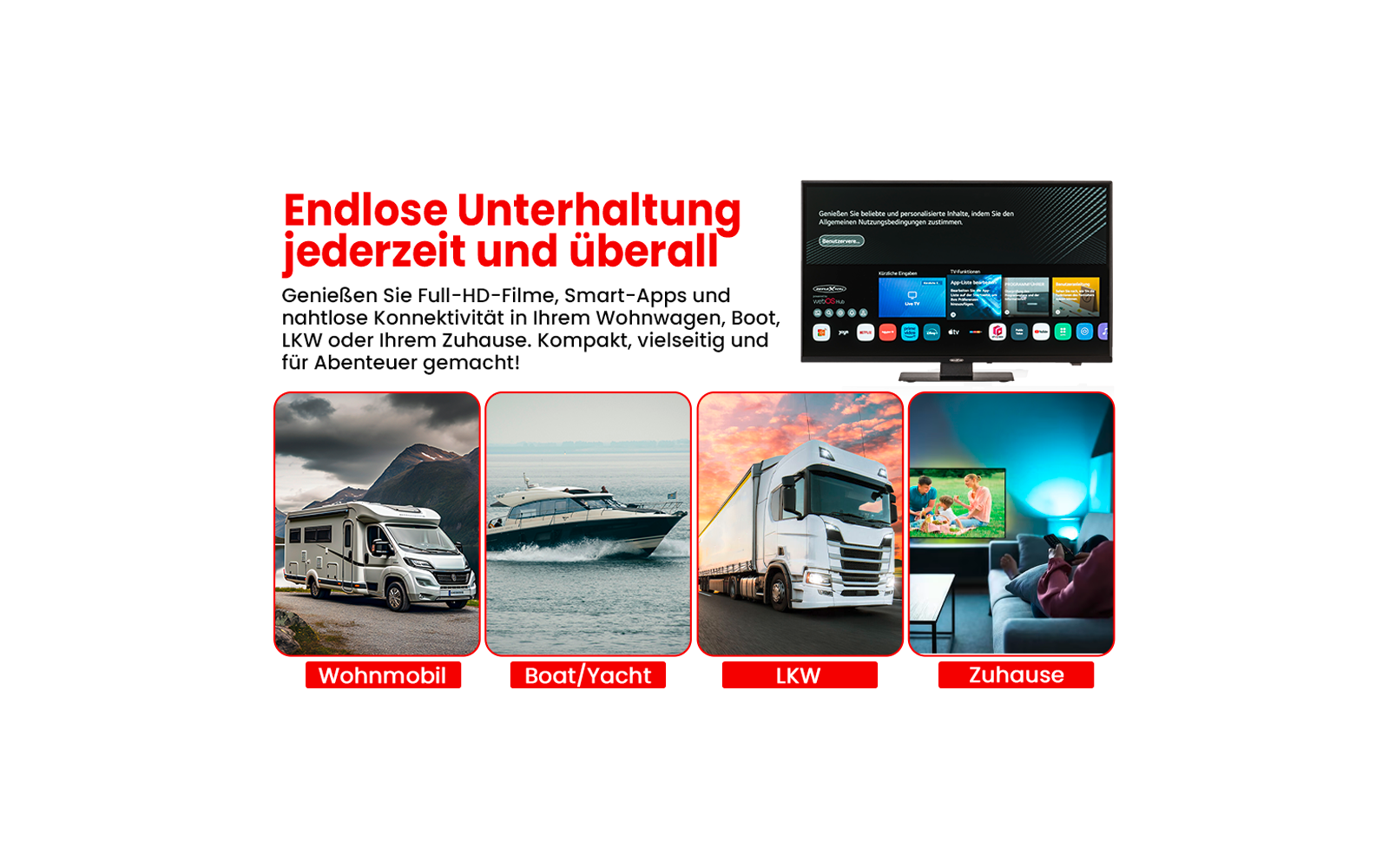Produktbild Reflexion LED-Smart TV Fernseher mit DVD-Player Full HD 12V / 24V / 240V schwarz 1