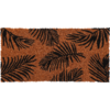 Rechteckige braune Fußmatte mit schwarzem Palmblattmuster