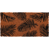 Rechteckige braune Fußmatte mit schwarzem Palmblattmuster