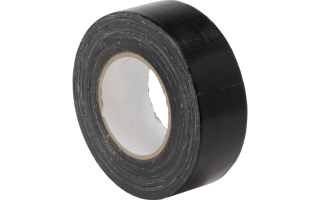 Rouleau de ruban adhésif noir avec noyau en carton visible