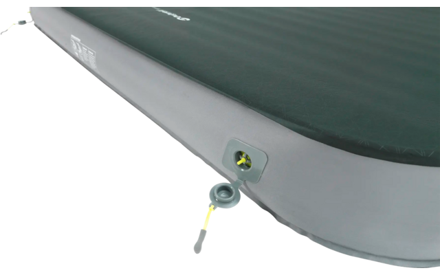 Close-up van een opblaasbare mat met ventiel en sluitdop
