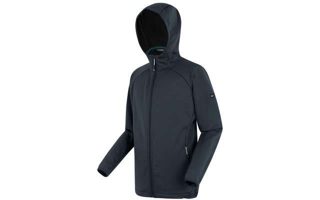 Dunkelblaue Kapuzenjacke mit Reißverschluss und seitlichen Taschen