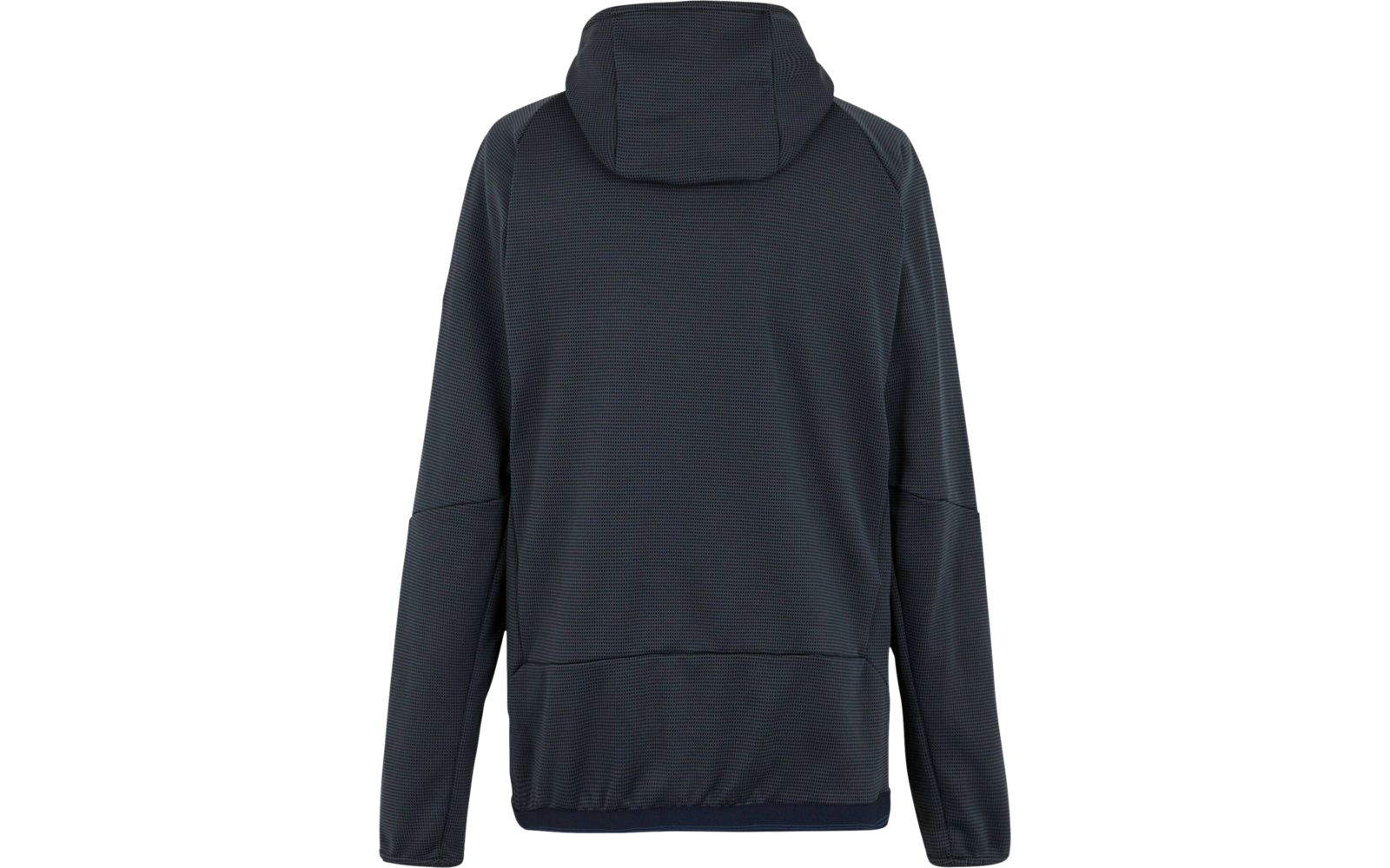 Schwarzer Kapuzenpullover von hinten