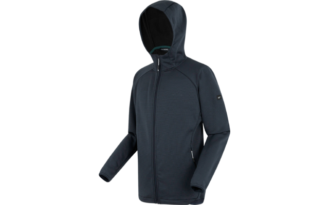 Dunkelblaue Kapuzenjacke mit Reißverschluss und seitlichen Taschen