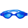 Blaue Schwimmbrille auf weißem Hintergrund
