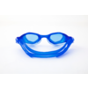 Blaue Schwimmbrille auf weißem Hintergrund