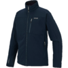 Dunkelblaue Jacke mit Frontreißverschluss, Stehkragen, Brusttasche mit Reißverschluss, zwei seitlichen Reißverschlusstaschen und sichtbarem Logo auf der Brust