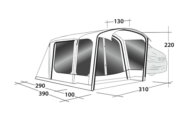 Outwell Jonesville 290SA Flex inflatable bus awning model 2024 gray