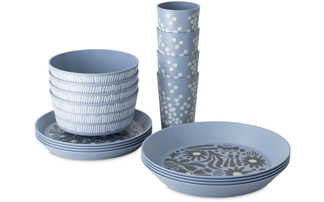 Produktbild Koziol Blomster Set 16-teiliges Campinggeschirr mit 8 Tellern / 4 Schalen / 4 Bechern 1