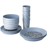 Koziol Blomster 16-delig campingservies met 8 borden / 4 kommen / 4 mokken natuur bloem blauw blomster