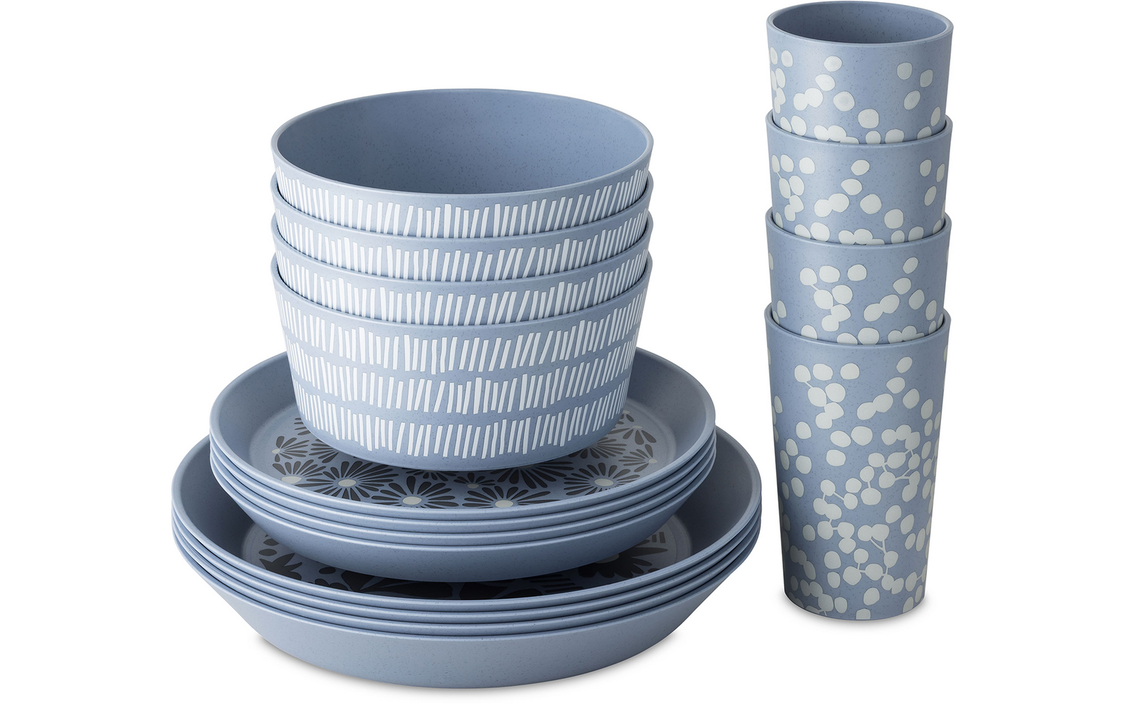 Produktbild Koziol Blomster Set 16-teiliges Campinggeschirr mit 8 Tellern / 4 Schalen / 4 Bechern 1