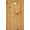 Rectangular bamboo board with rounded corners and a round hole near the top, white background