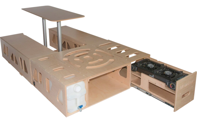 Open metal case with pulled-out drive and raised lid