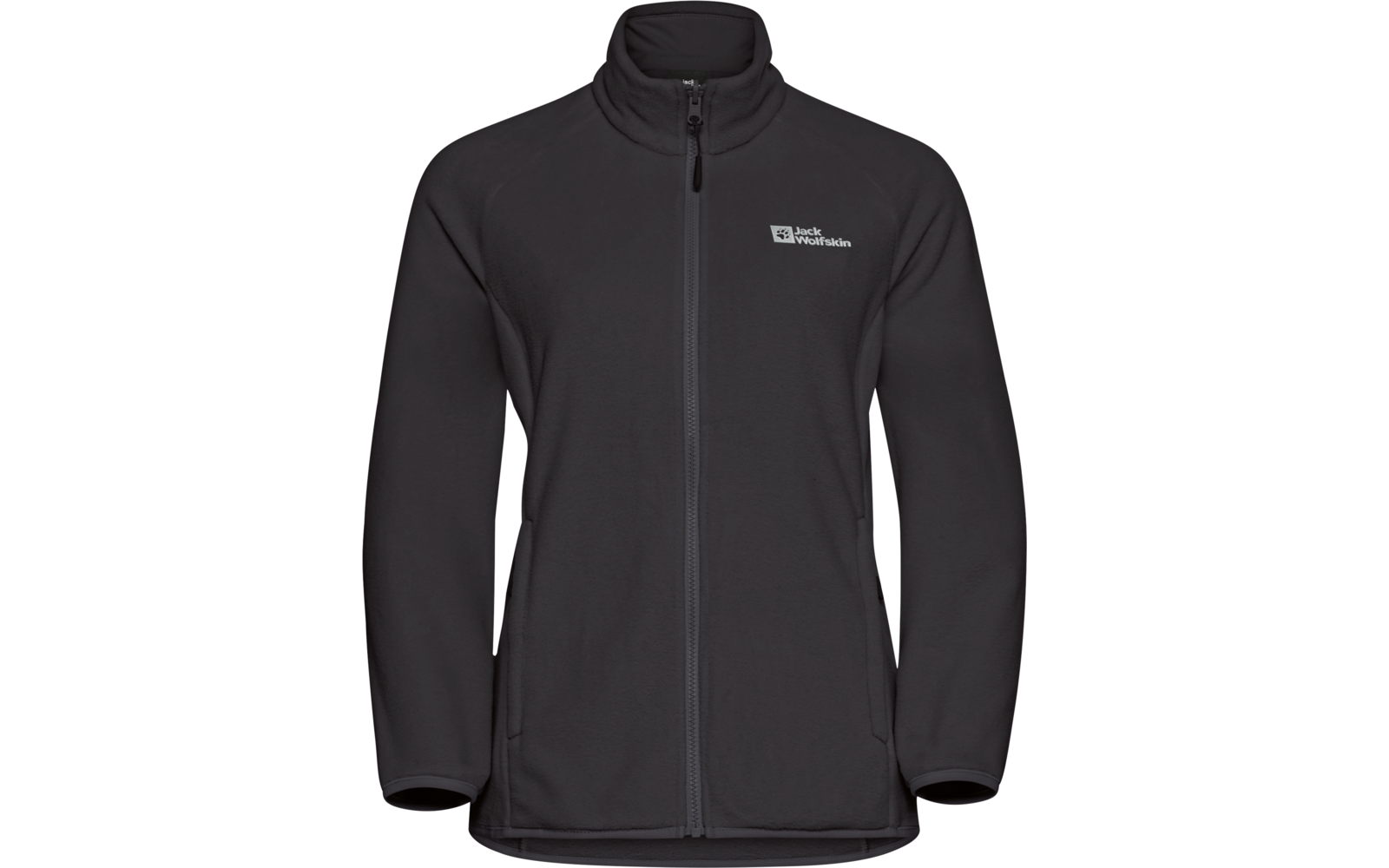 Schwarze Jacke mit Reißverschluss und hohem Kragen
