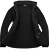 Offene schwarze Jacke auf weißem Hintergrund