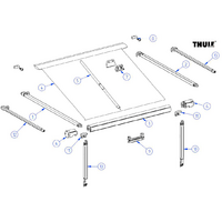 Thule telescopic arm left 3.5 to 5.5 metres for Omnistor 1200 - Thule spare part number 1500602903