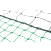 Green net with diamond-shaped openings, a black net overlapping it, on a white background