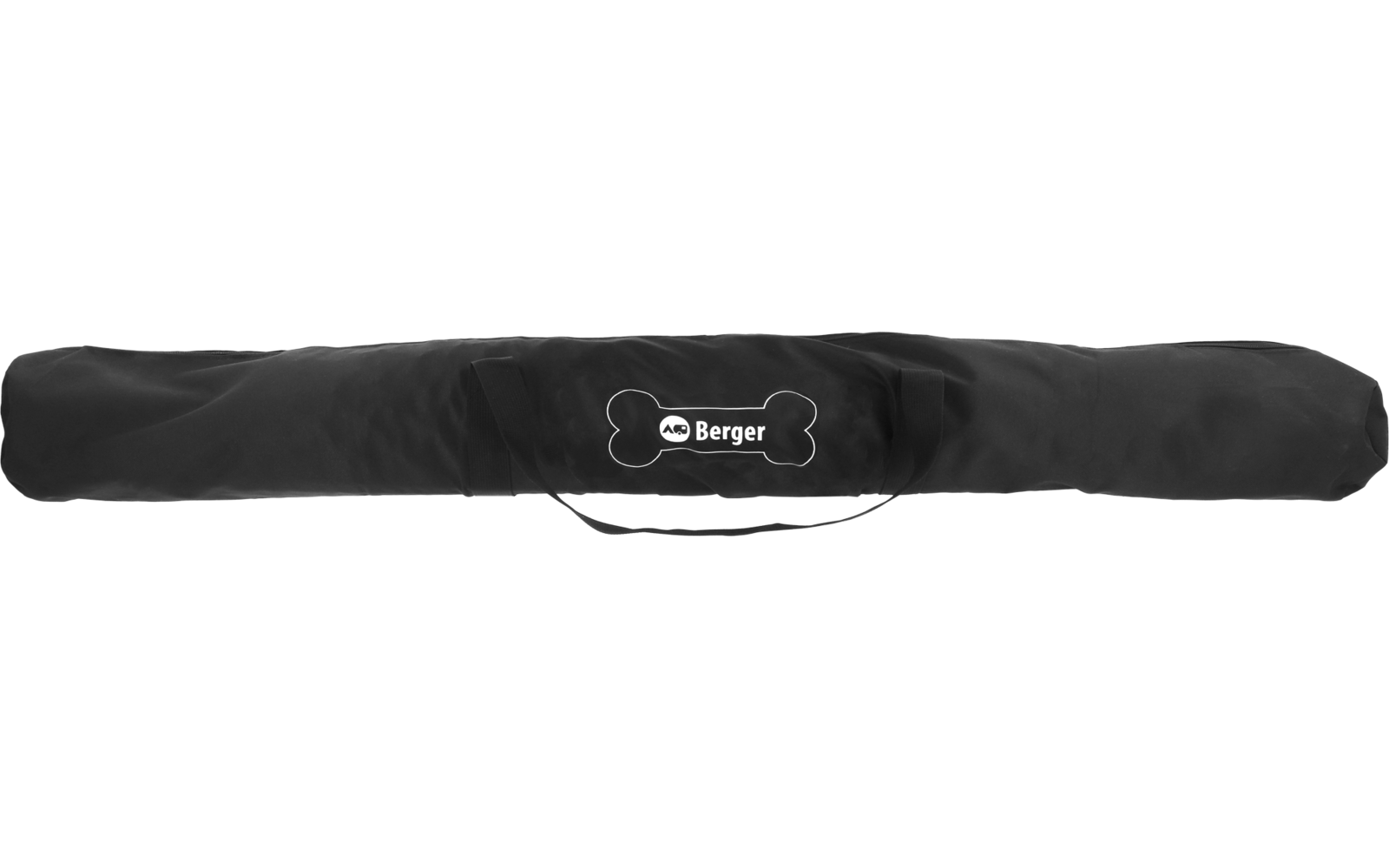 Long black padded bag with zipper, central carrying handle, and white Berger logo in the center