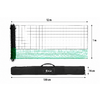 Rectangular grid net, 12 m wide and 1 m high; left side dark shaded, lower band green. Below, black carry bag with handle, white "Berger" logo and dimensions 130 cm x 14 cm