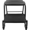 Schwarzer zweistufiger Tritthocker mit zwei rechteckigen Trittflächen und bogenförmigen Seitenstützen