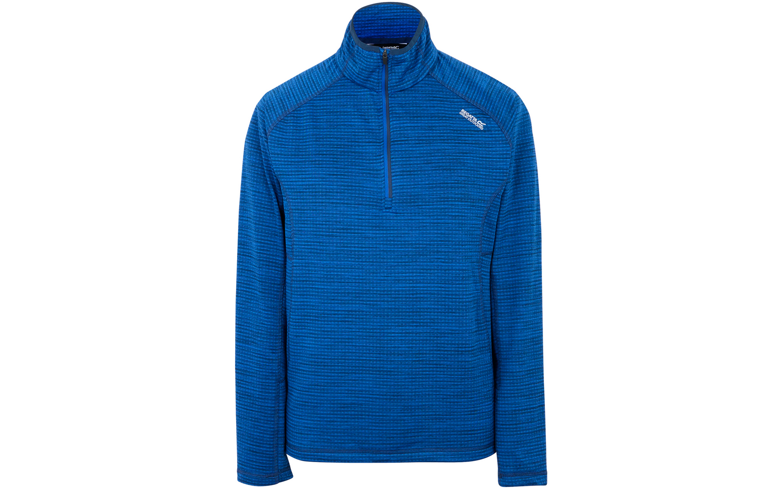 Blaues Langarmshirt mit halbem Reißverschluss und Stehkragen