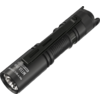 Schwarze kompakte Taschenlampe mit Metallclip, geriffeltem Griff und sichtbarer LED-Linse