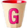 Rice melamine mug medium 9 cm cream with letter G