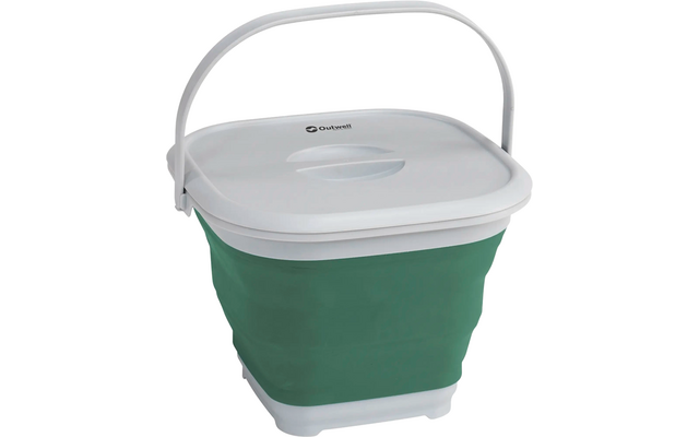 Opvouwbare vierkante emmer met witte deksel en handvat