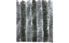 Vertikale, flauschige Streifen in verschiedenen Grautönen auf weißem Hintergrund; am unteren Bildrand ein weißer Balken