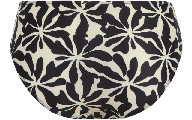 Beiges Bikinihöschen mit großflächigem schwarzem Blumen- und Blättermuster, Vorderansicht