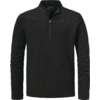 Maglione a maniche lunghe grigio scuro con cerniera corta frontale e collo alto, piccolo logo triangolare sul petto sinistro, vista frontale su sfondo bianco