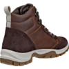 Brauner Wanderschuh mit beige-weißer Sohle und weißen Schnürsenkeln
