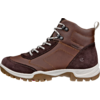 Brauner Wanderschuh mit weißen Schnürsenkeln und heller Sohle