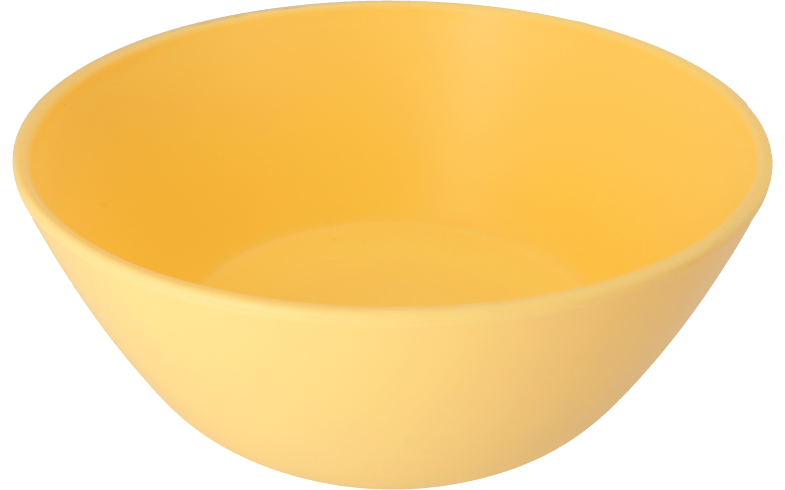 Bol en plastique jaune sur fond blanc