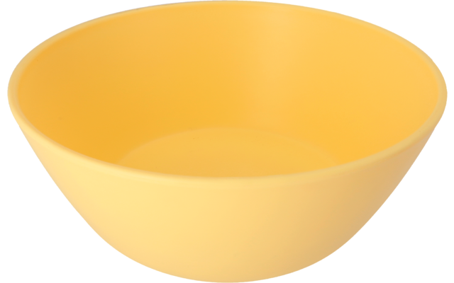 Bol en plastique jaune sur fond blanc
