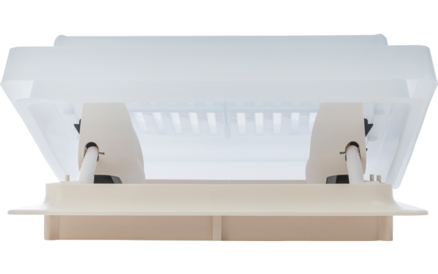 Étagère en plastique blanc avec deux crochets en bas