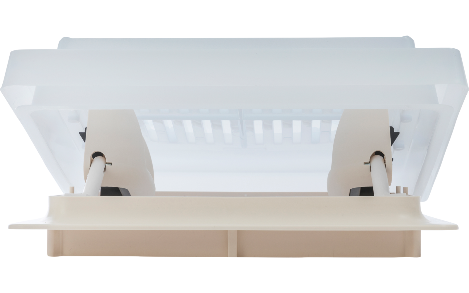 Étagère en plastique blanc avec deux crochets en bas