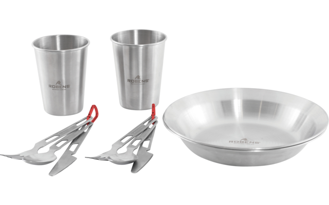 Robens Sierra Steel Meal Set Set de vaisselle 10 pièces avec assiettes / gobelets / couverts
