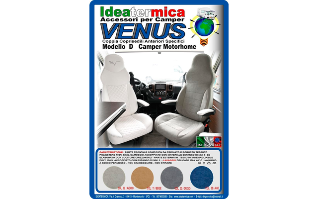 Ideatermica Venus D seat cover with integrated headrest and straps 2 pieces ivory